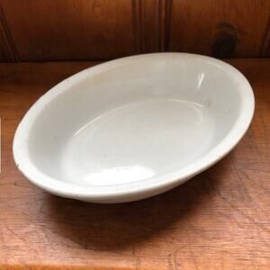 Authentic Vintage White Ironstone Oval Bowl or Serving Dish